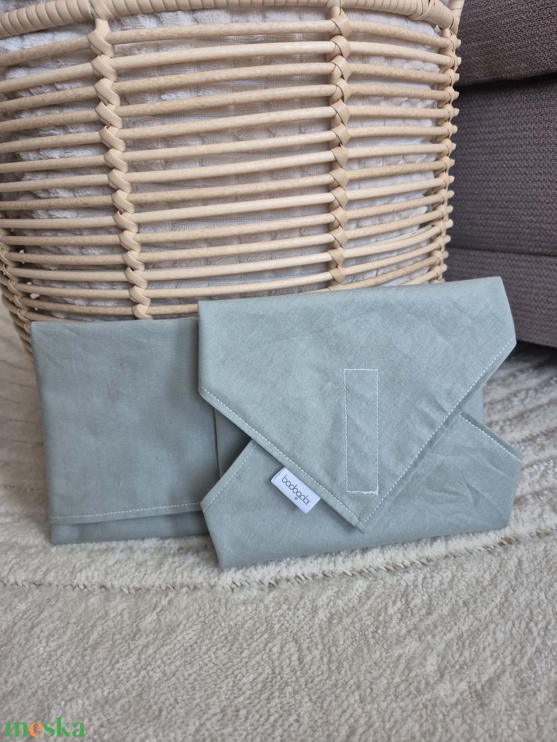 Zöld újraszalvéta és snack tasak, belül vízzáró réteggel - táska & tok - uzsonna- & ebéd tartó - szendvics csomagoló - Meska.hu