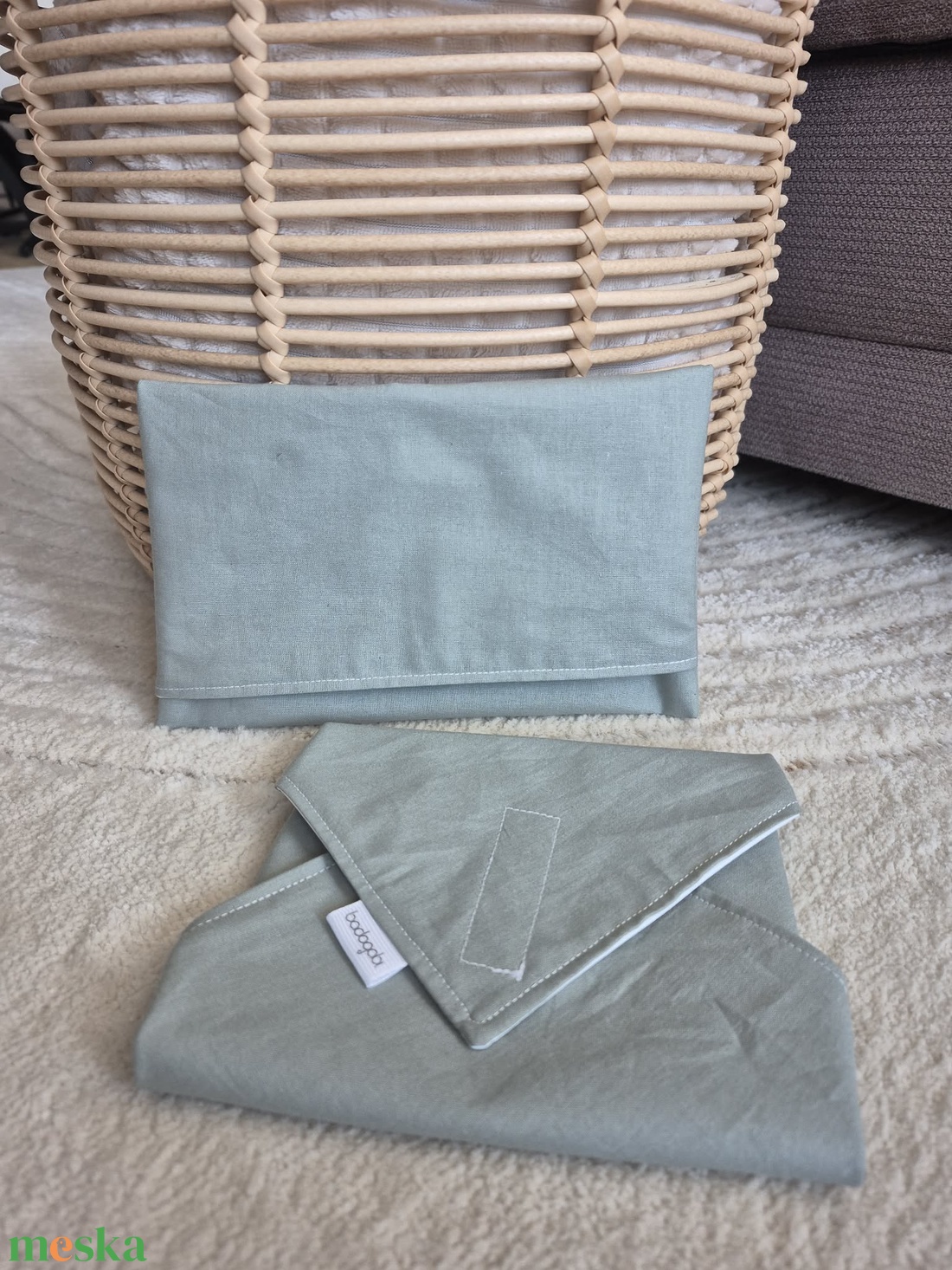 Zöld újraszalvéta és snack tasak, belül vízzáró réteggel - táska & tok - uzsonna- & ebéd tartó - szendvics csomagoló - Meska.hu