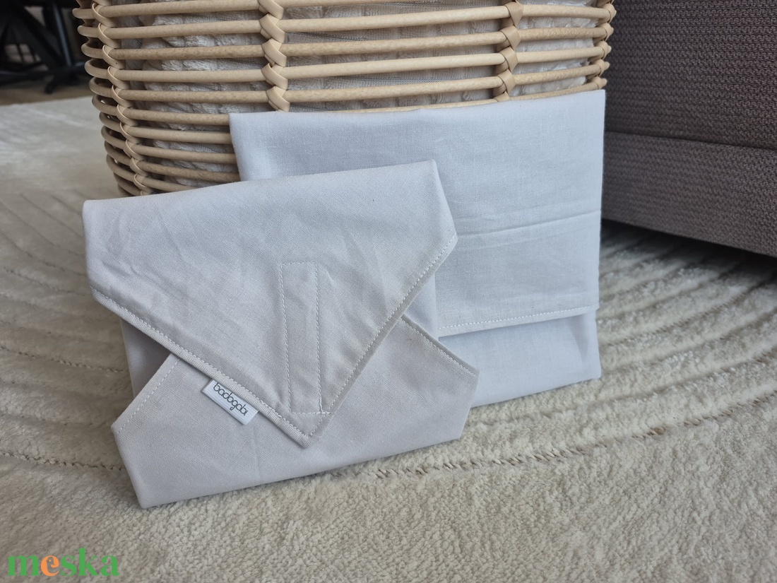 Szürke újraszalvéta snack tasakkal, belül vízzáró réteggel - táska & tok - uzsonna- & ebéd tartó - szendvics csomagoló - Meska.hu