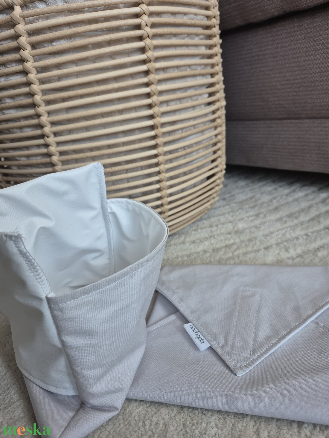 Szürke újraszalvéta snack tasakkal, belül vízzáró réteggel - táska & tok - uzsonna- & ebéd tartó - szendvics csomagoló - Meska.hu