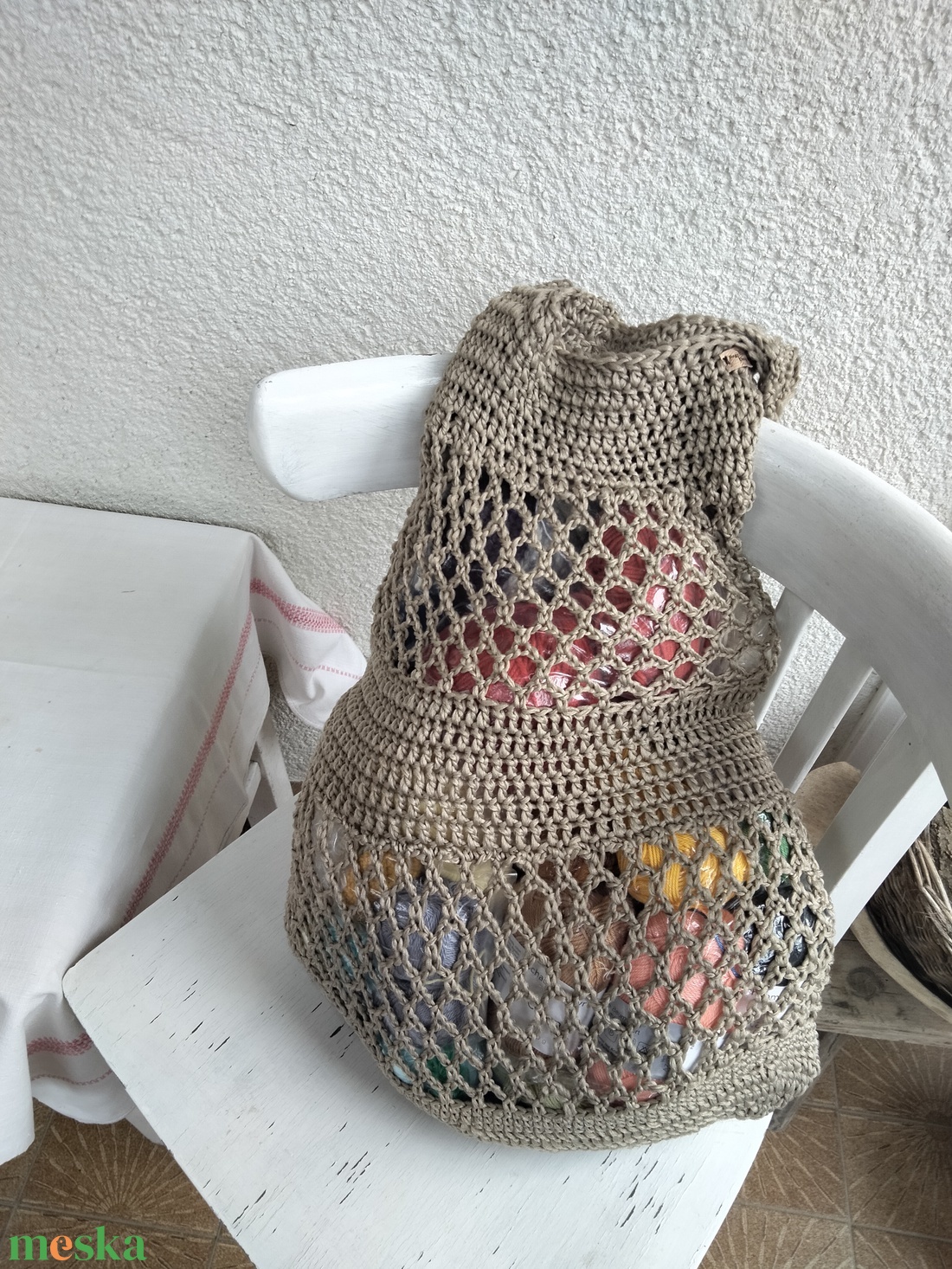 Horgolt egyedi táska, bevásárló táska - táska & tok - kézitáska & válltáska - nagy pakolós táska - Meska.hu