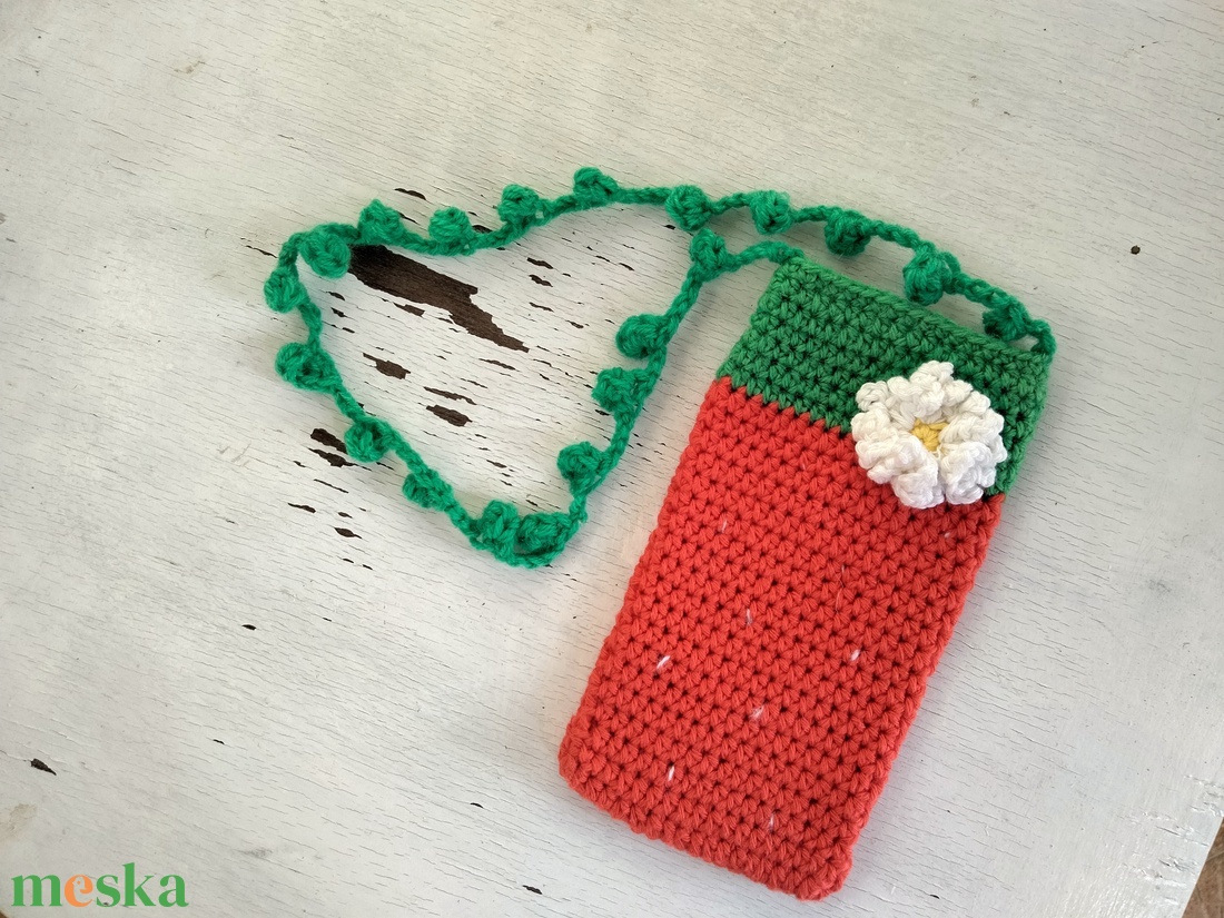 Mobiltok vagy táska az apró kis kincseknek - horgolt, nyakba akasztós - táska & tok - pénztárca & más tok - telefontok - Meska.hu