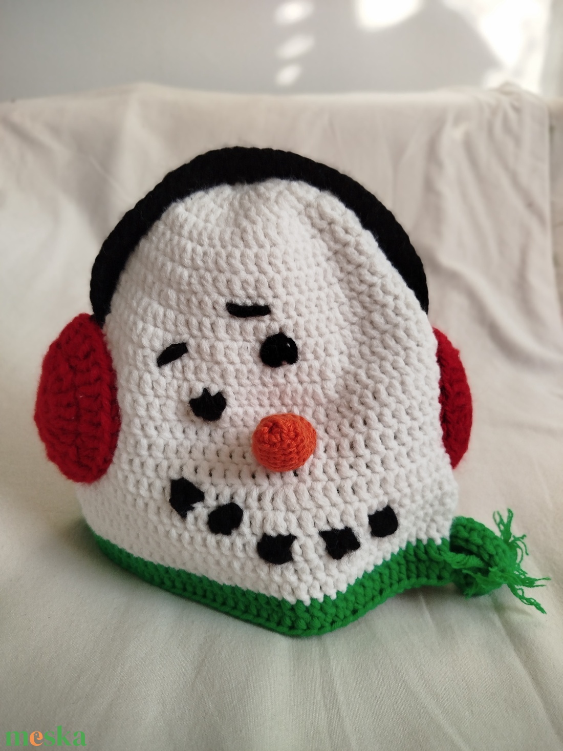 Horgolt gyereksapka - Hóember figurás   - ruha & divat - sál, sapka, kendő - sapka - Meska.hu