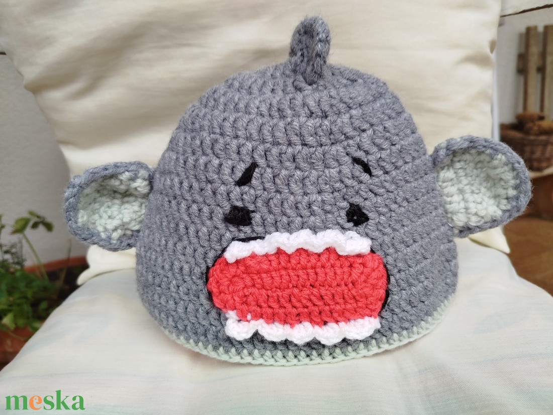 Horgolt gyereksapka-Cápa figurás   - ruha & divat - sál, sapka, kendő - sapka - Meska.hu