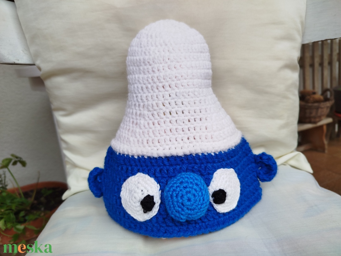 Horgolt gyereksapka - Hupikék törpikék  figurás   - ruha & divat - sál, sapka, kendő - sapka - Meska.hu