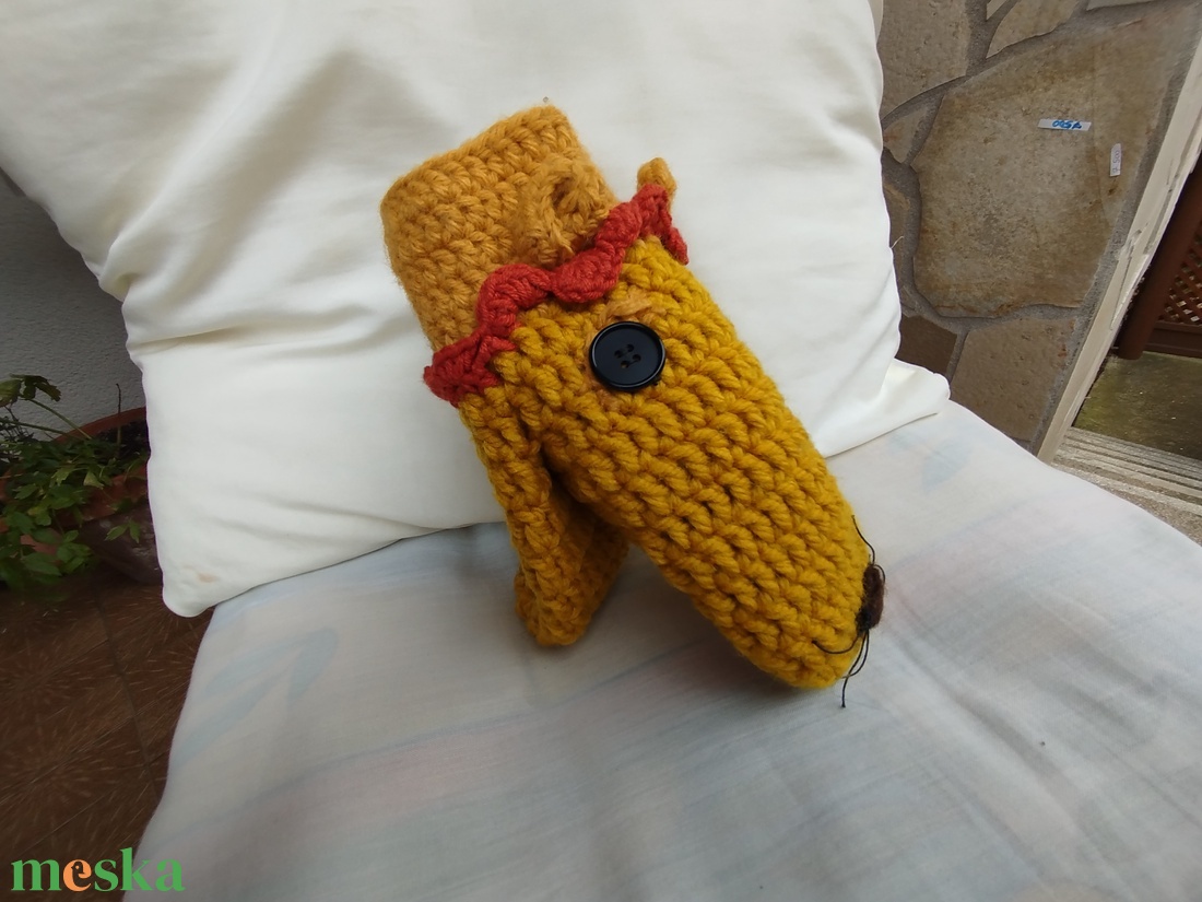 Kesztyűbáb, kézzel horgolt- oroszlán figurás - játék & sport - bábok - kesztyűbáb - Meska.hu