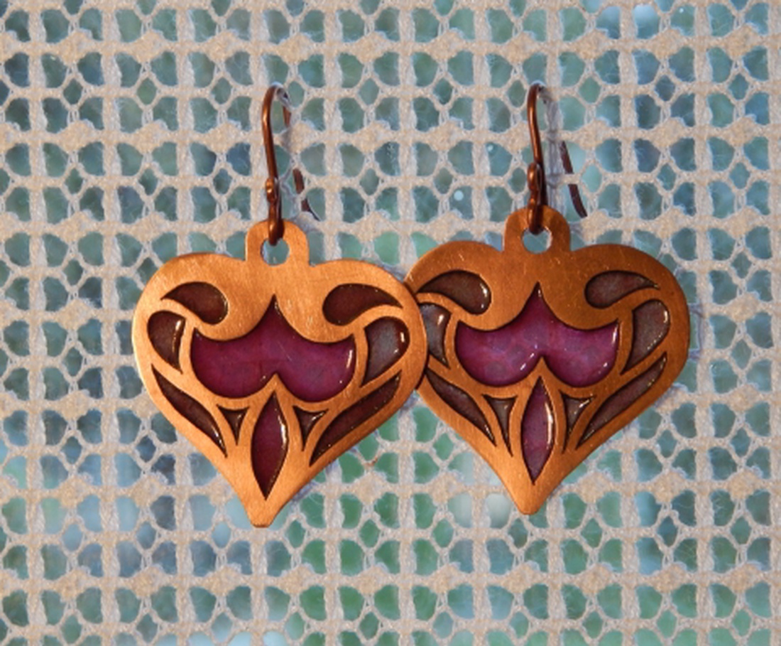 Azsúr zománc áttört zománcozott fülbevaló -  - Meska.hu