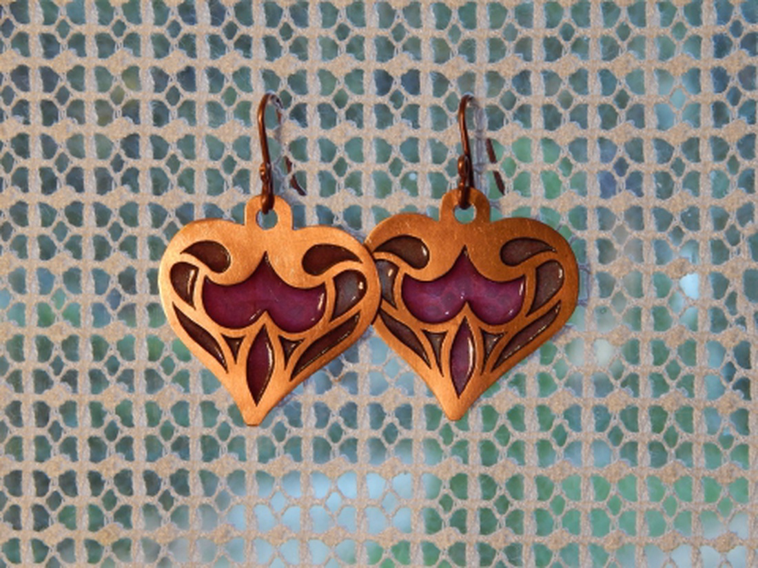 Azsúr zománc áttört zománcozott fülbevaló -  - Meska.hu