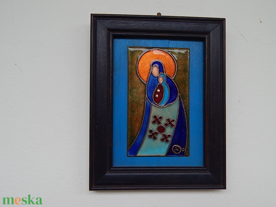 Tűzzománc kép,  Madonna - művészet - festmény - tűzzománc - Meska.hu
