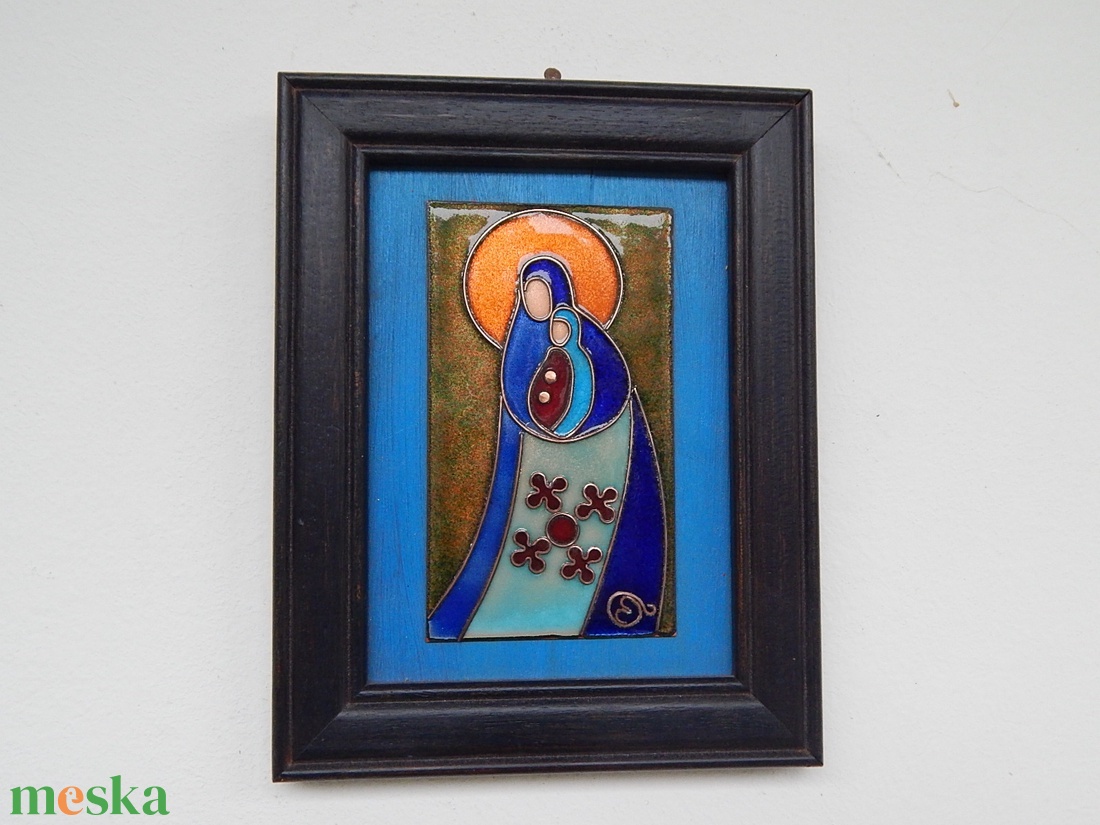 Tűzzománc kép,  Madonna - művészet - festmény - tűzzománc - Meska.hu