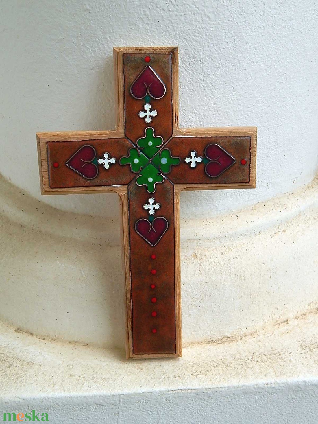 tűzzománc kereszt - művészet - festmény - tűzzománc - Meska.hu