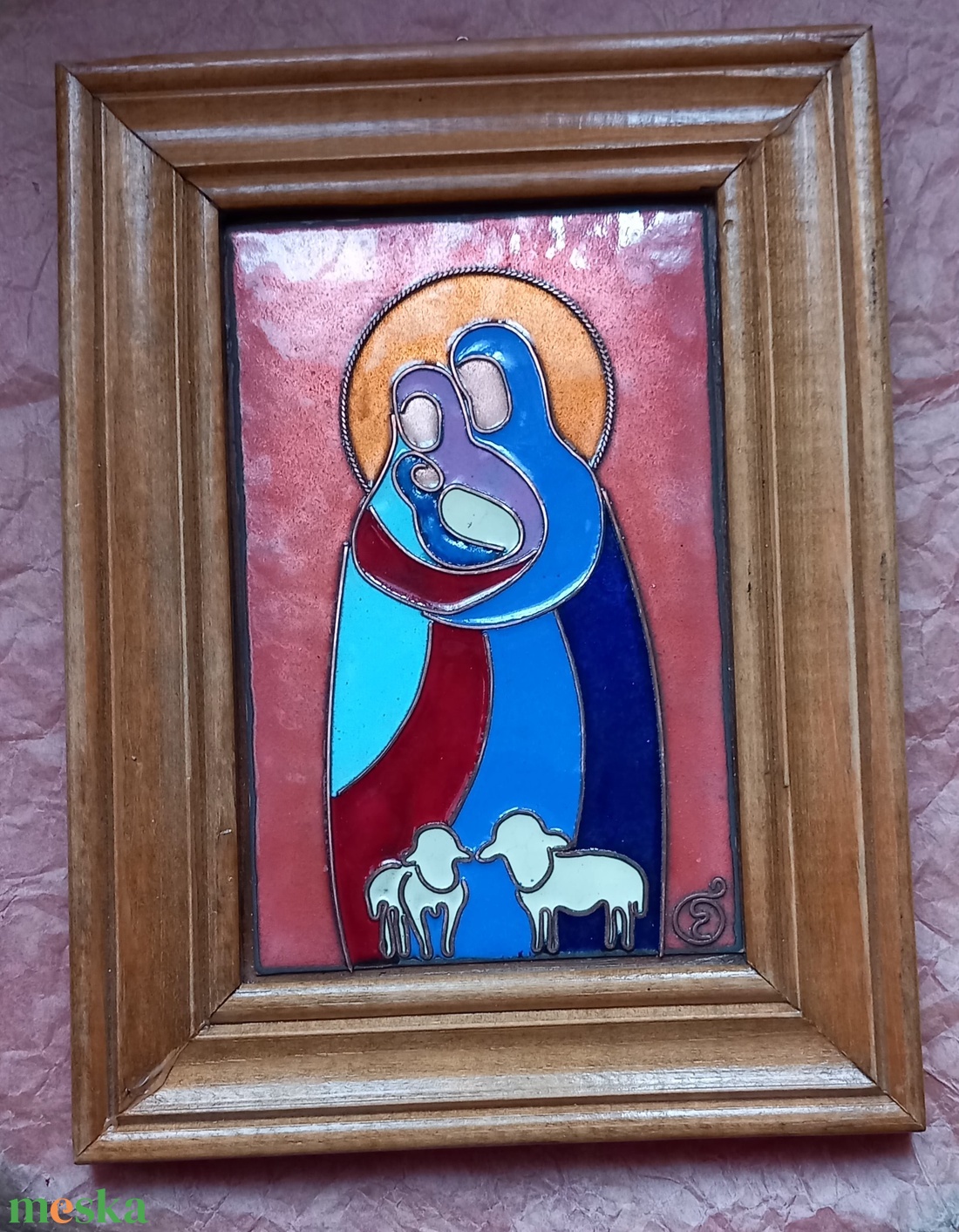 tűzzománc kép, Szentcsalád  - művészet - festmény - tűzzománc - Meska.hu