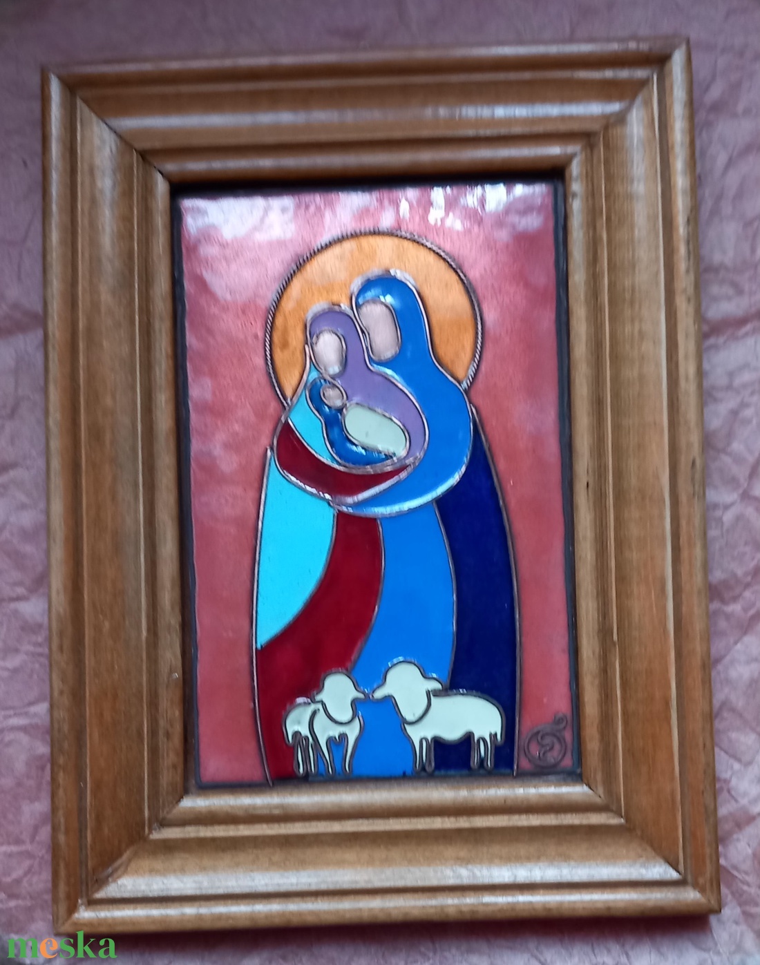 tűzzománc kép, Szentcsalád  - művészet - festmény - tűzzománc - Meska.hu