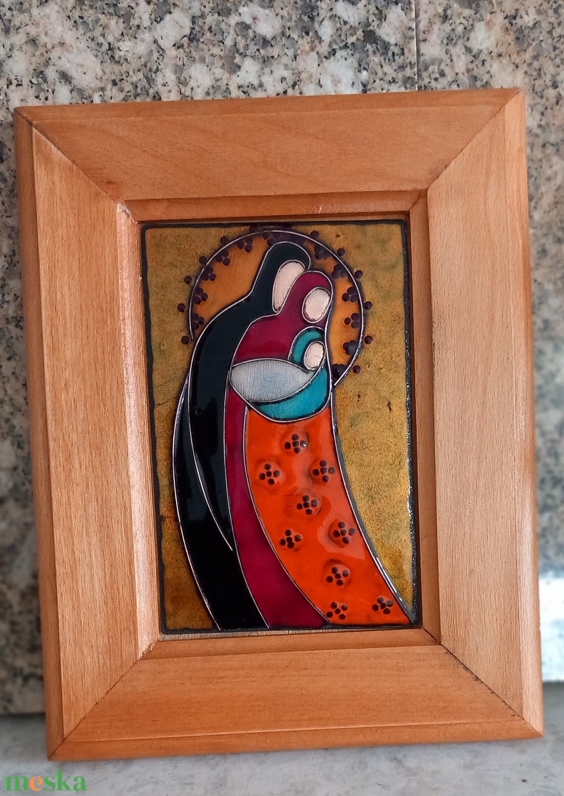 tűzzománc kép, Szentcsalád  - művészet - festmény - tűzzománc - Meska.hu