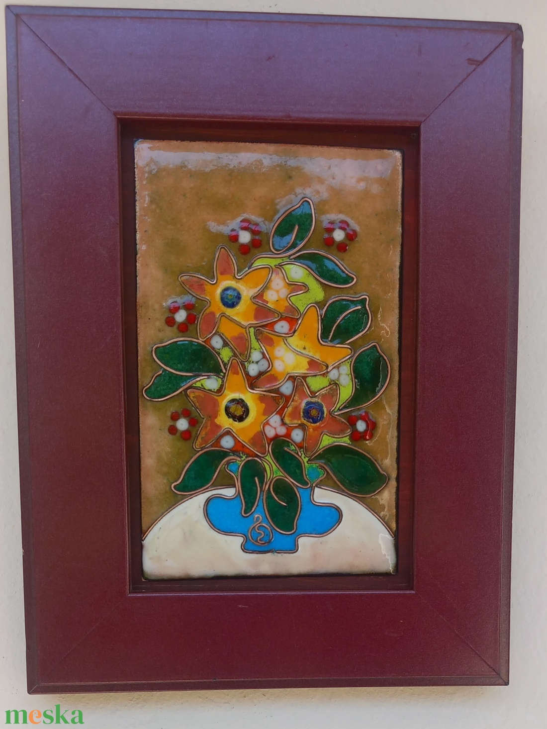 Tűzzománc kép,  virágok  - otthon & életmód - dekoráció - kép & falikép - táblakép - Meska.hu