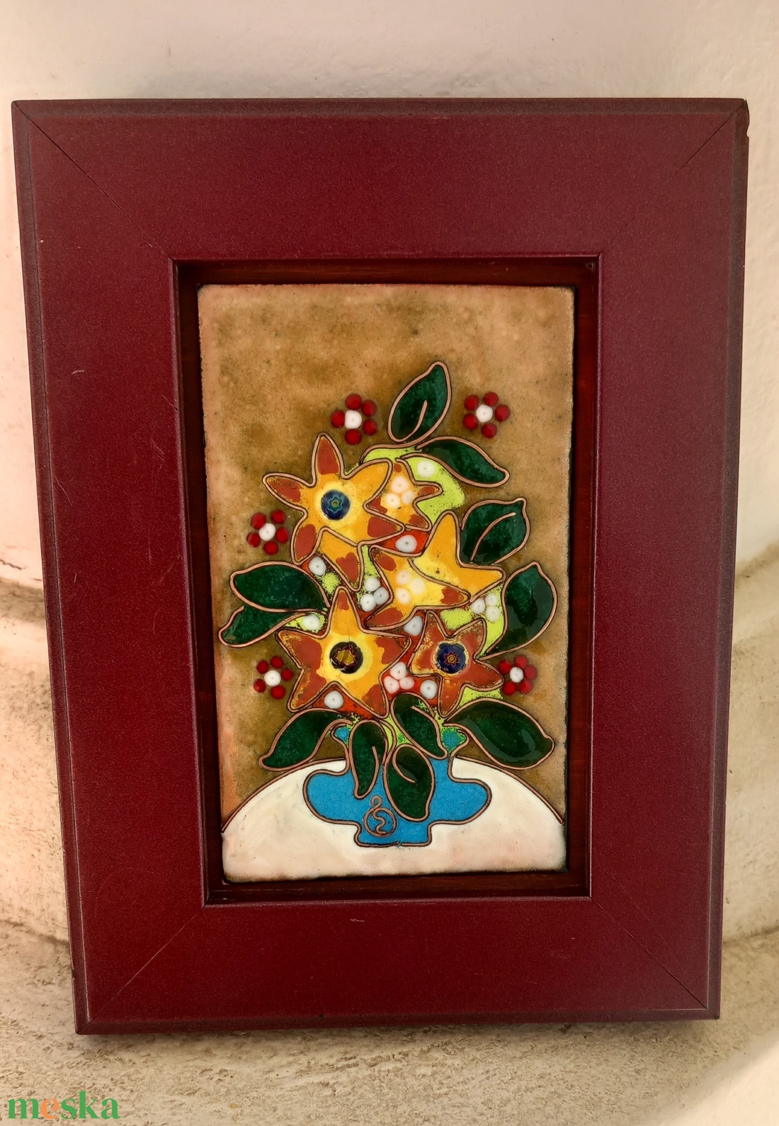 Tűzzománc kép,  virágok  - otthon & életmód - dekoráció - kép & falikép - táblakép - Meska.hu