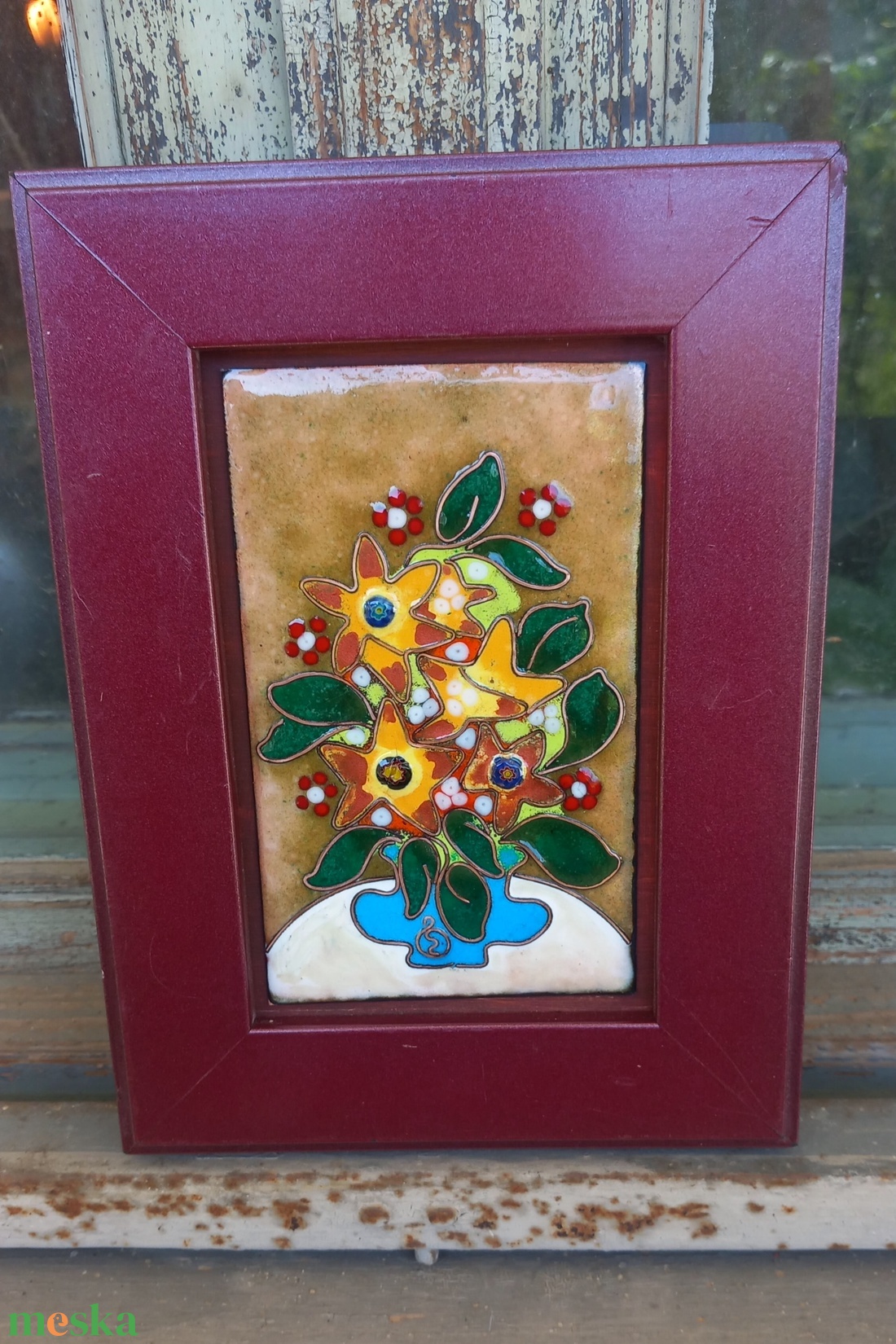 Tűzzománc kép,  virágok  - otthon & életmód - dekoráció - kép & falikép - táblakép - Meska.hu