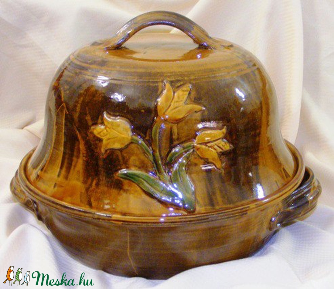 Kerámia csirkesütő tulipános  motívummal -  - Meska.hu