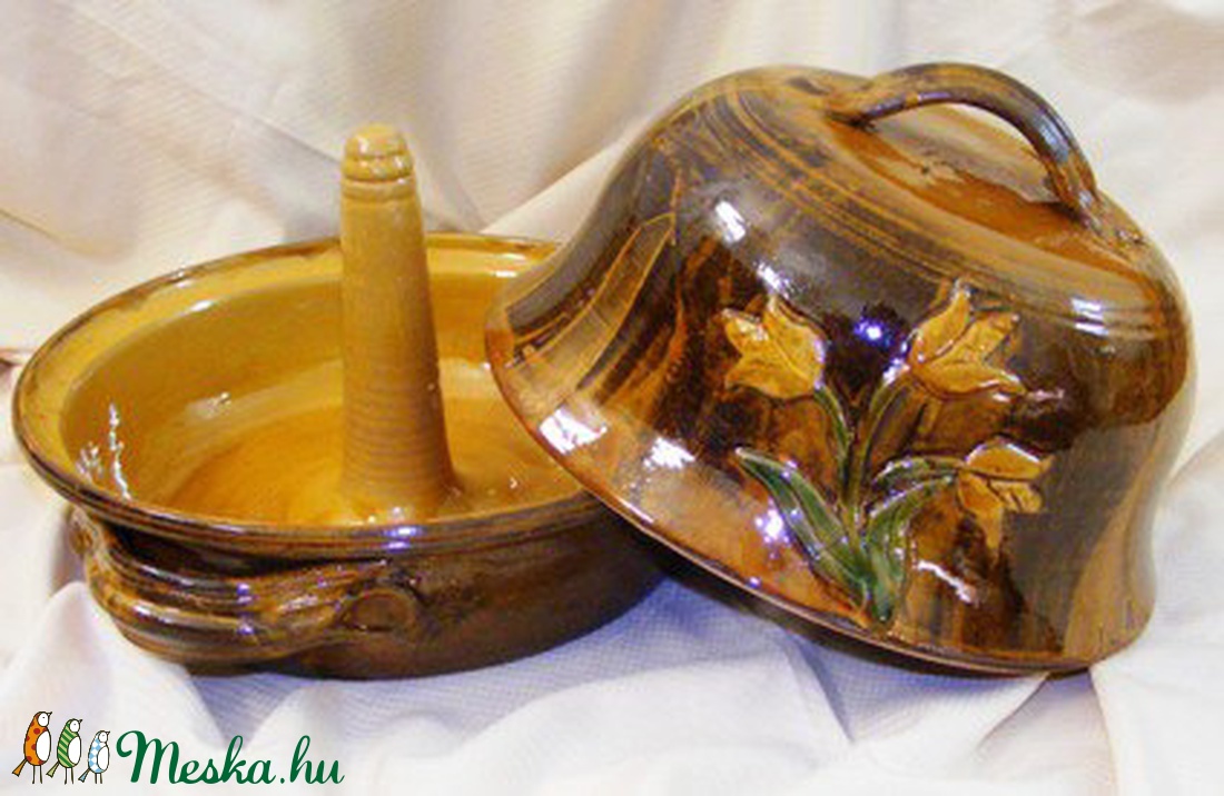 Kerámia csirkesütő tulipános  motívummal -  - Meska.hu