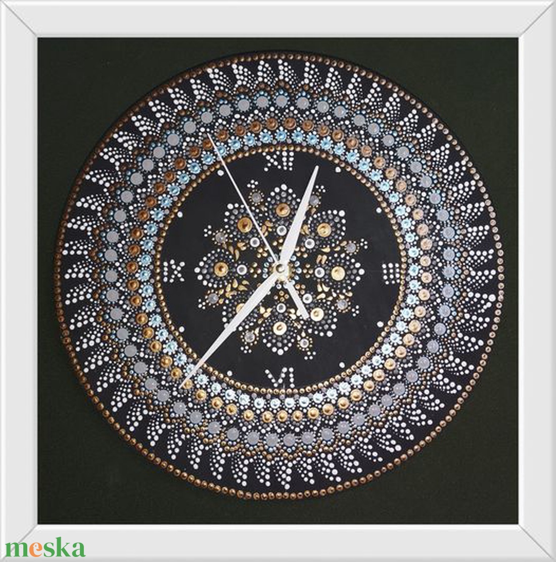 Fekete  mandala óra fehér mutatókkal - otthon & életmód - dekoráció - fali és függő dekoráció - falióra & óra - Meska.hu