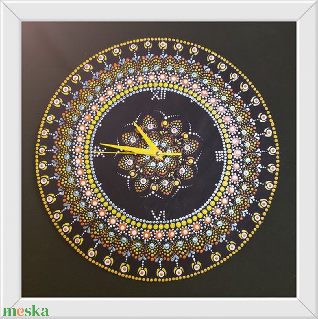 Fekete mandala óra sárga mutatókkal 35 cm - otthon & életmód - dekoráció - fali és függő dekoráció - falióra & óra - Meska.hu Fekete mandala óra sárga mutatókkal 35 cm - otthon & életmód - dekoráció - fali és függő dekoráció - falióra & óra - Meska.hu