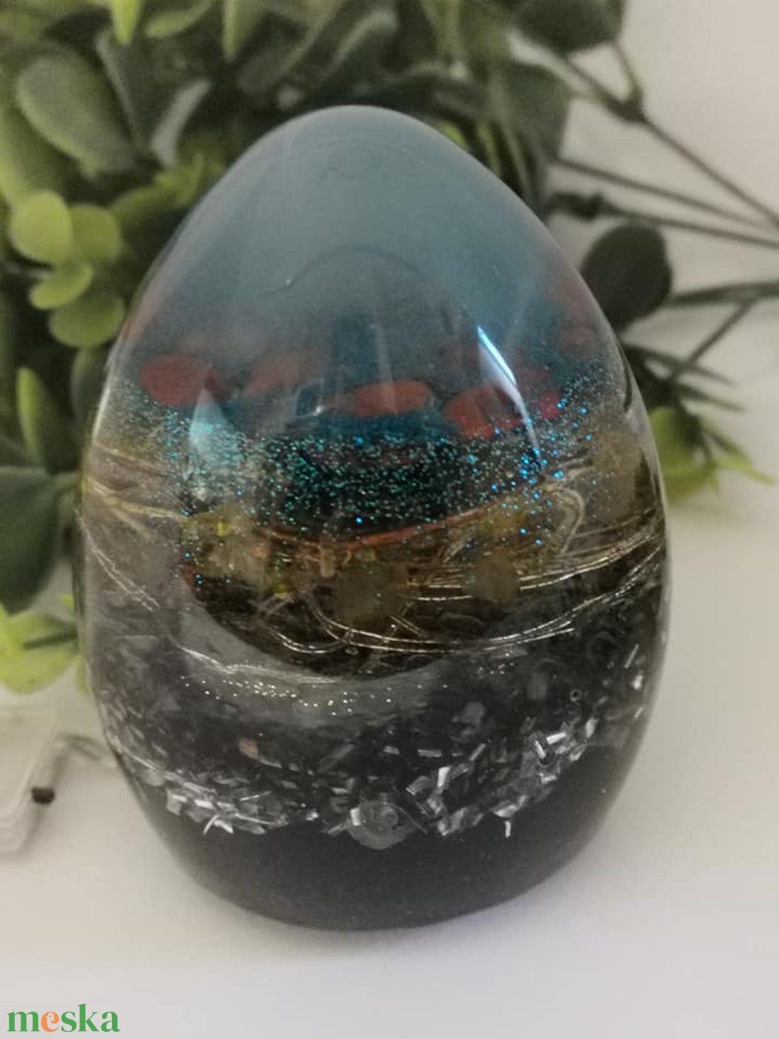  Auravédő, sikert és bőséget vonzó, bölcsesség. Sungit-Orgonit gömbkúp- lámpa-fekete bolygó kék ködben  - otthon & életmód - lámpa - hangulatlámpa - Meska.hu