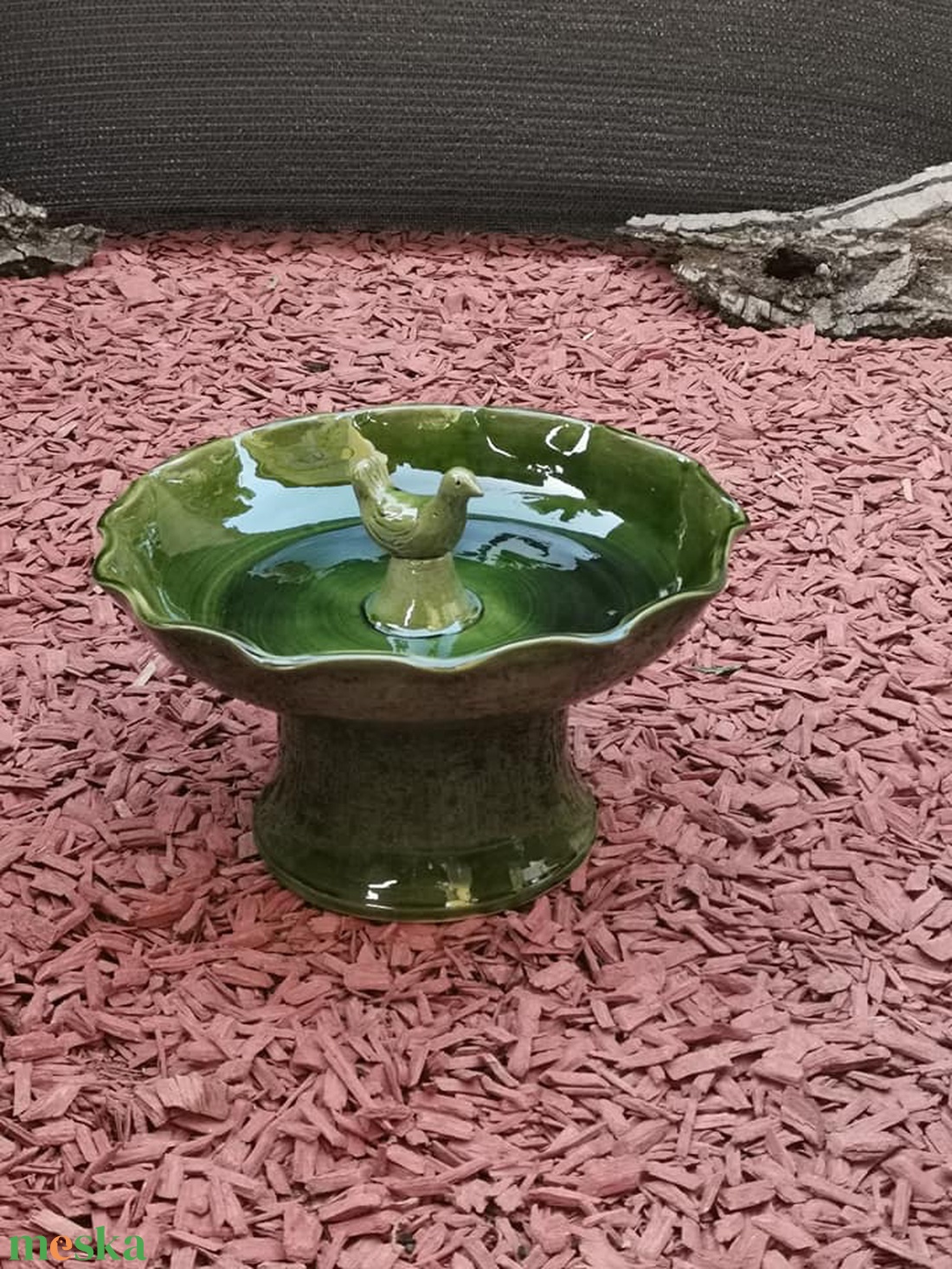 Madáritató,fürdető zöld mázzal - otthon & életmód - ház & kert - kerti dísz - Meska.hu