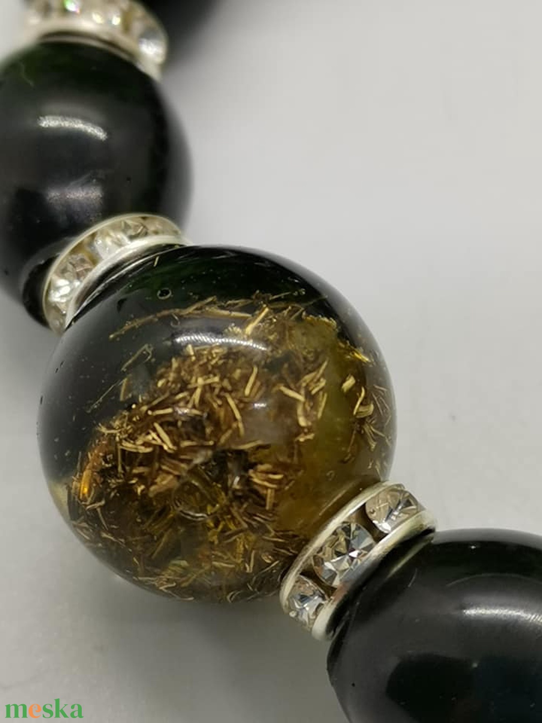Auravédő, siker,bőségvonzó, tisztító.Sungitporos epoxy gyöngyökkel készült karkötő citrines orgonit középpel  - ékszer - karkötő - gyöngyös karkötő - Meska.hu
