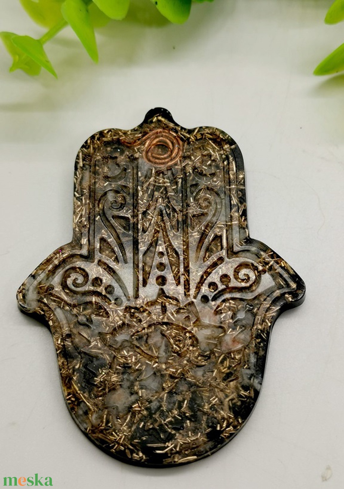 Mandala ragasztható orgonit--shungit érme különböző ásványokkal - otthon & életmód - dekoráció - spiritualitás - orgonit piramis - Meska.hu