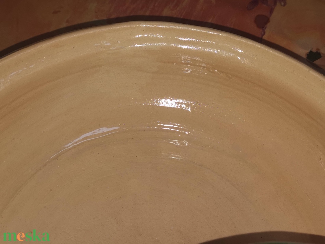 Zöld -bézs mázas fedeles kerámia kemencébe is használható - otthon & életmód - konyhafelszerelés, tálalás - tálalás - tányér & étkészlet - Meska.hu