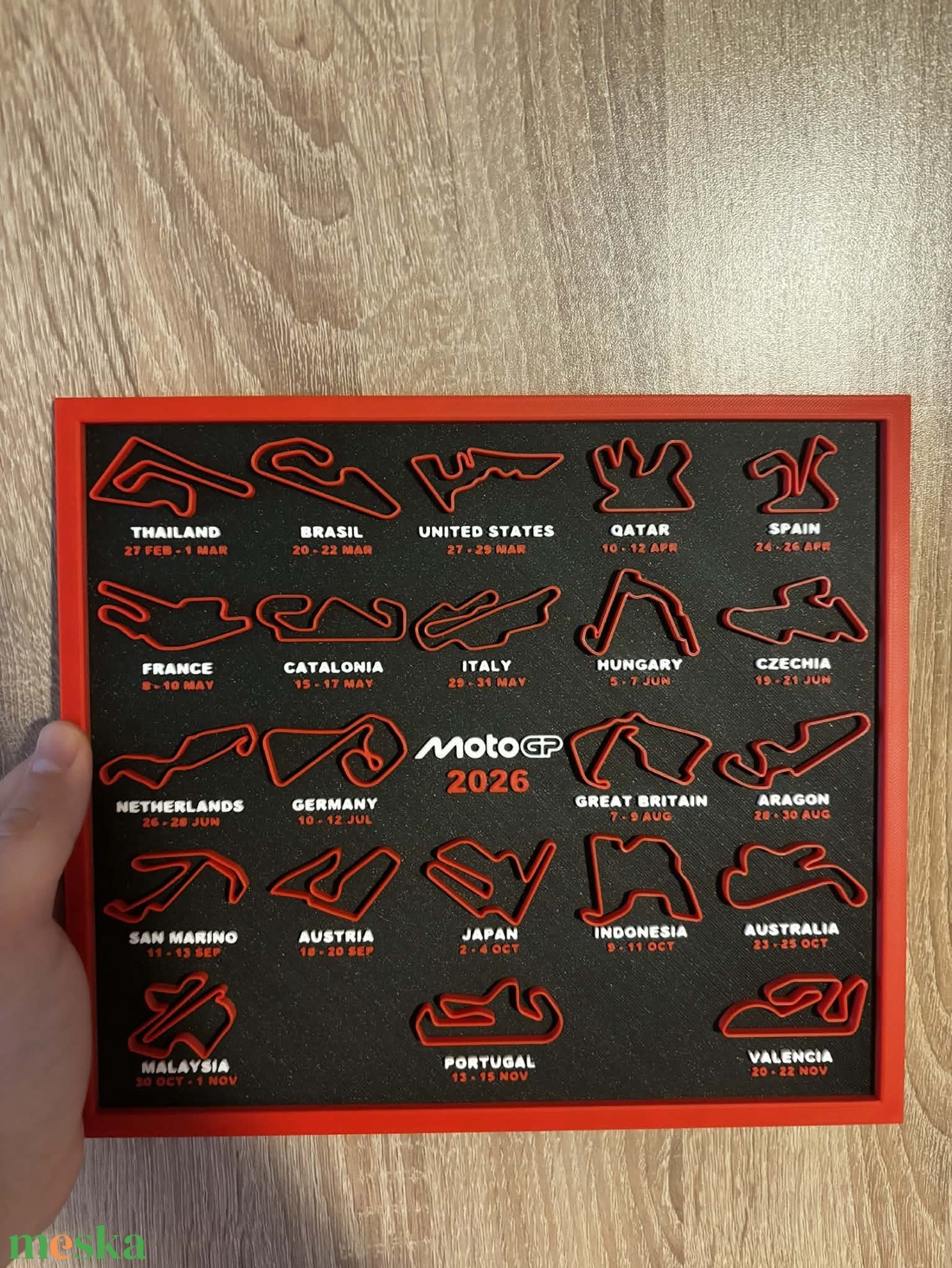 2026 Moto GP versenynaptár országgal és dátummal - otthon & életmód - dekoráció - kép & falikép - 3d képek - Meska.hu