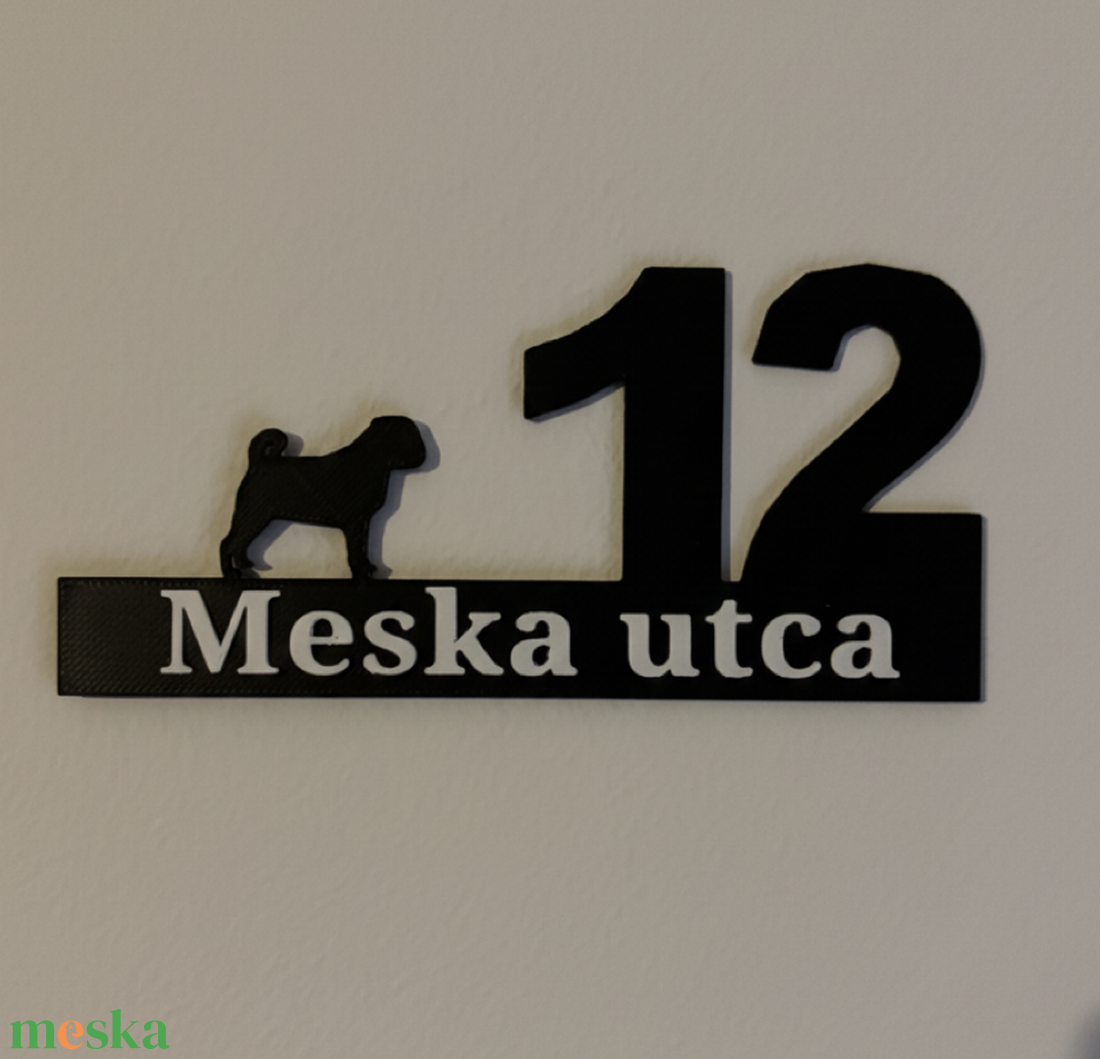 Egyedi mopsz mintás házszámtábla - otthon & életmód - ház & kert - házszám - Meska.hu
