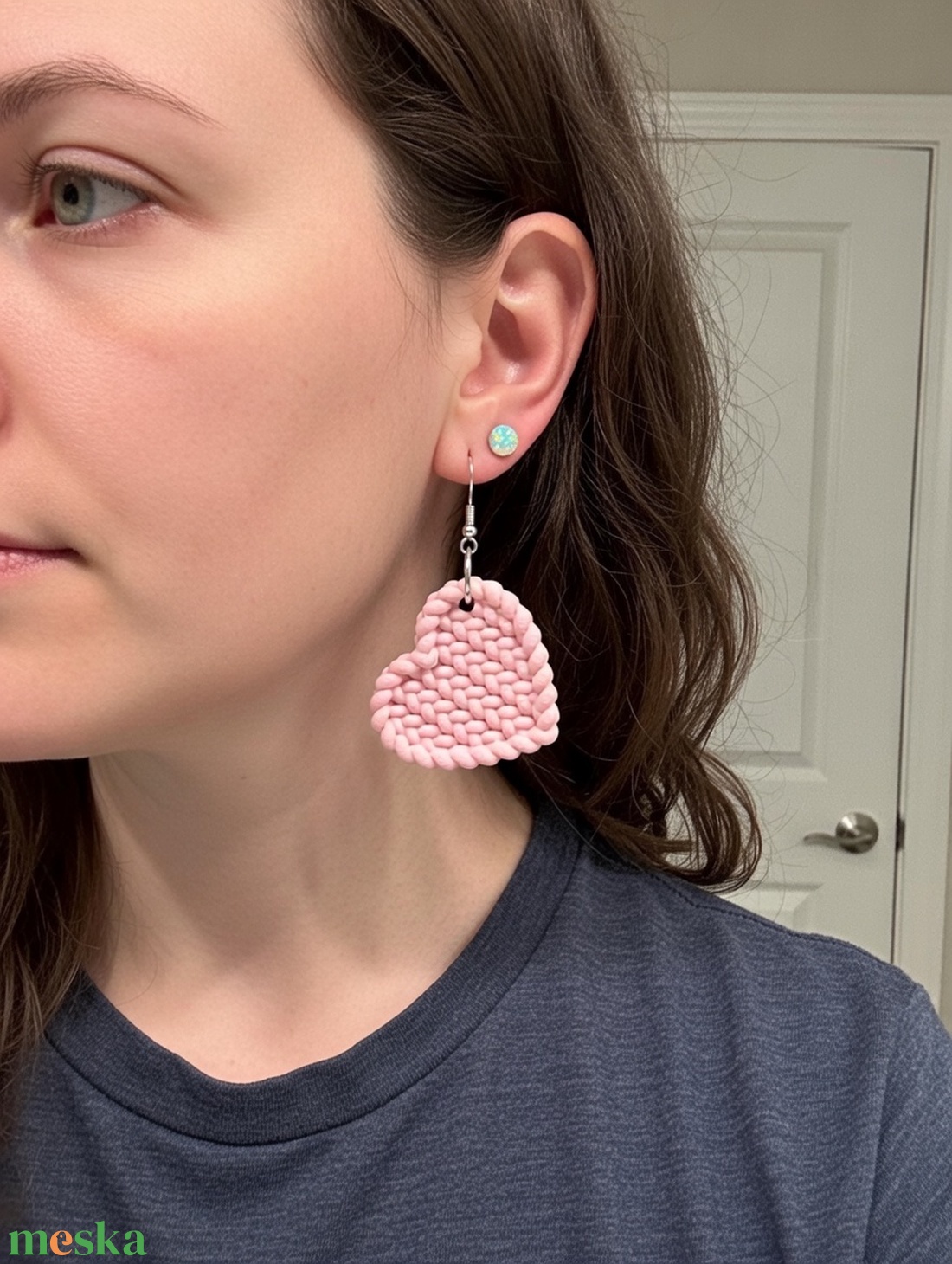 Szív fülbevaló �  3D nyomtatottott, könnyű, modern, különleges textúrával - ékszer - fülbevaló - lógó fülbevaló - Meska.hu