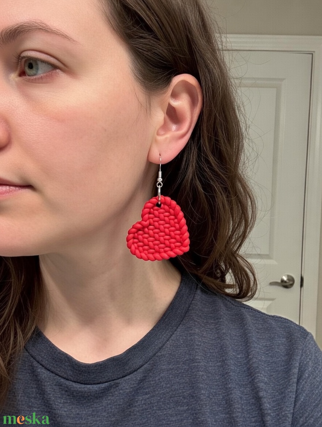 Szív fülbevaló �  3D nyomtatottott, könnyű, modern, különleges textúrával - ékszer - fülbevaló - lógó fülbevaló - Meska.hu