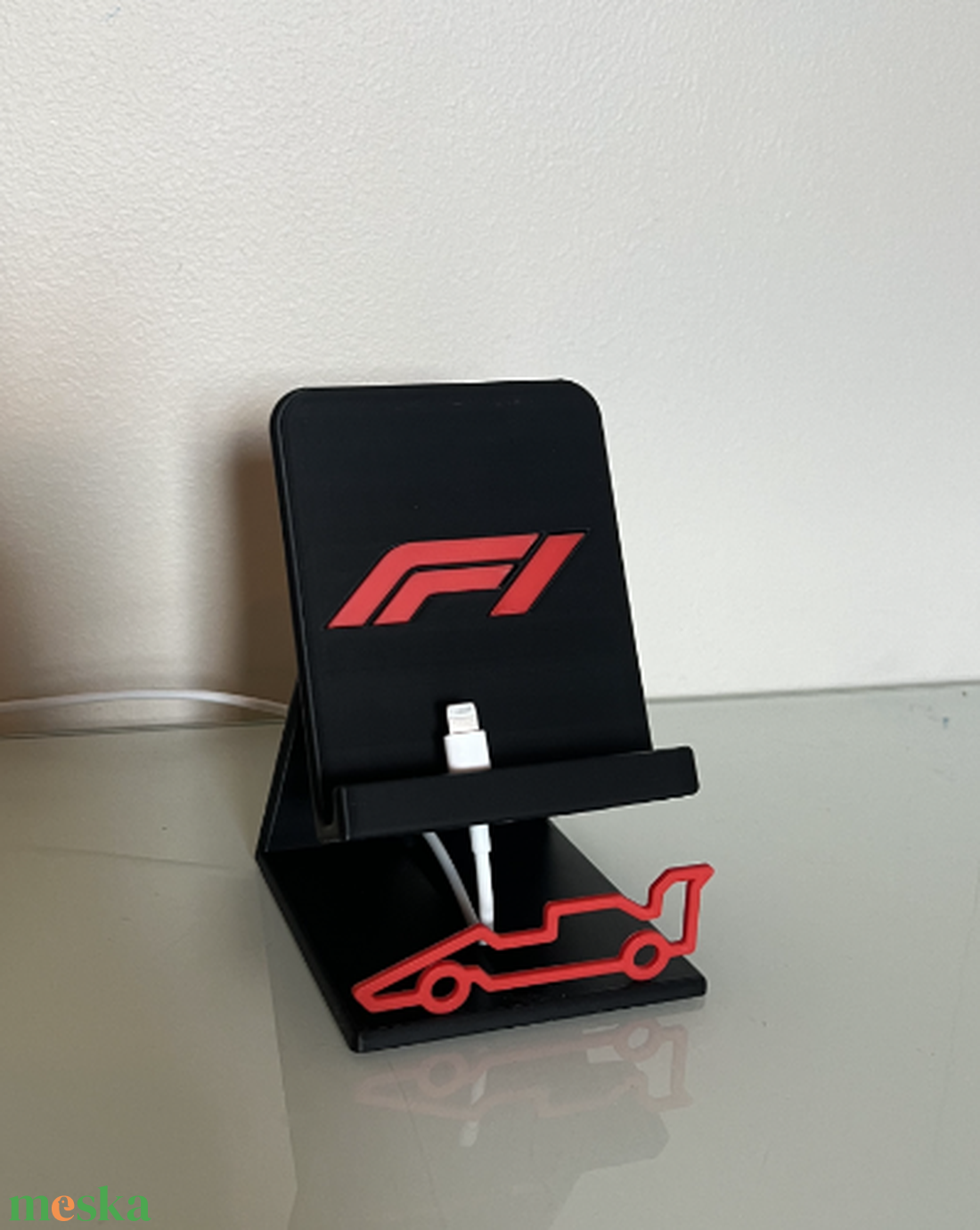 Prémium F1-es Telefontartó Kábelrendszerezővel - otthon & életmód - tárolás & rendszerezés - asztali telefontartó - Meska.hu