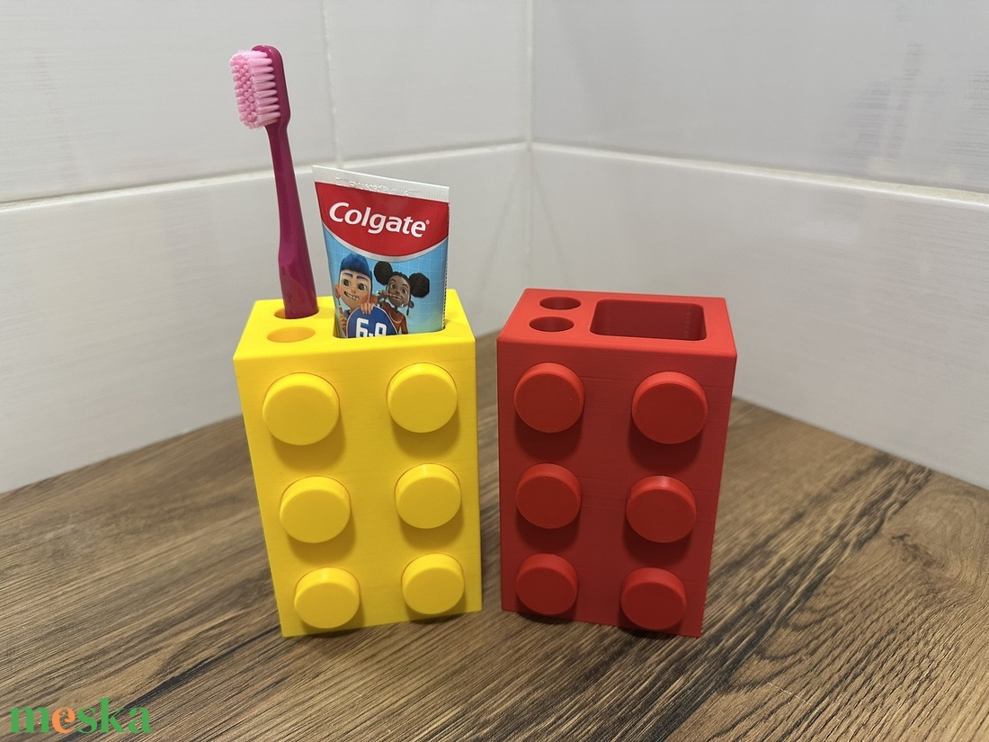 Kreatív LEGO-Design Fogkefe és Fogkrém Tartó - otthon & életmód - fürdőszoba - fogkefetartó - Meska.hu