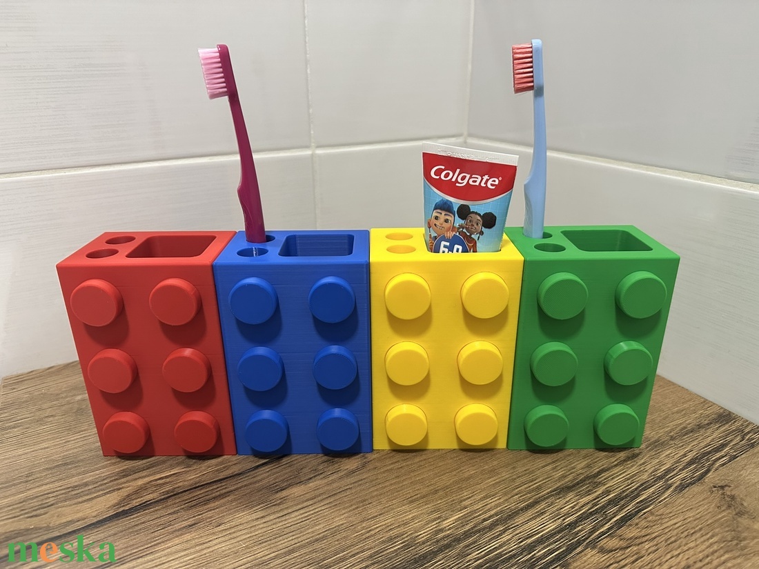 Kreatív LEGO-Design Fogkefe és Fogkrém Tartó - otthon & életmód - fürdőszoba - fogkefetartó - Meska.hu