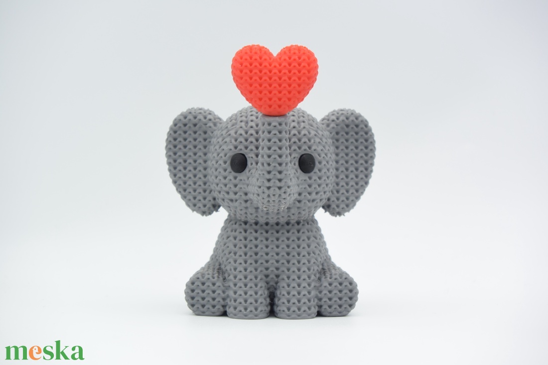 Kötött Mintázatú Elefántka Piros Szívvel - játék & sport - plüssállat & játékfigura - elefánt - Meska.hu