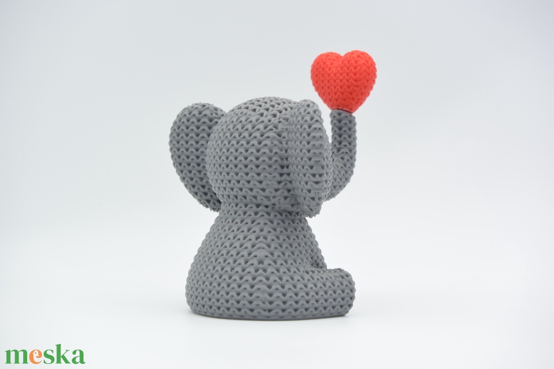 Kötött Mintázatú Elefántka Piros Szívvel - játék & sport - plüssállat & játékfigura - elefánt - Meska.hu