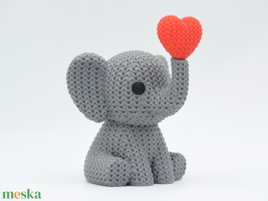 Kötött Mintázatú Elefántka Piros Szívvel - játék & sport - plüssállat & játékfigura - elefánt - Meska.hu