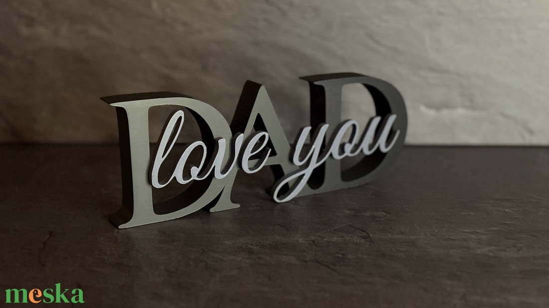 DAD love you � 3D nyomtatott Apák napi asztali dísztárgy - Egyedi ajándék Papának - otthon & életmód - dekoráció - asztal és polc dekoráció - asztaldísz - Meska.hu