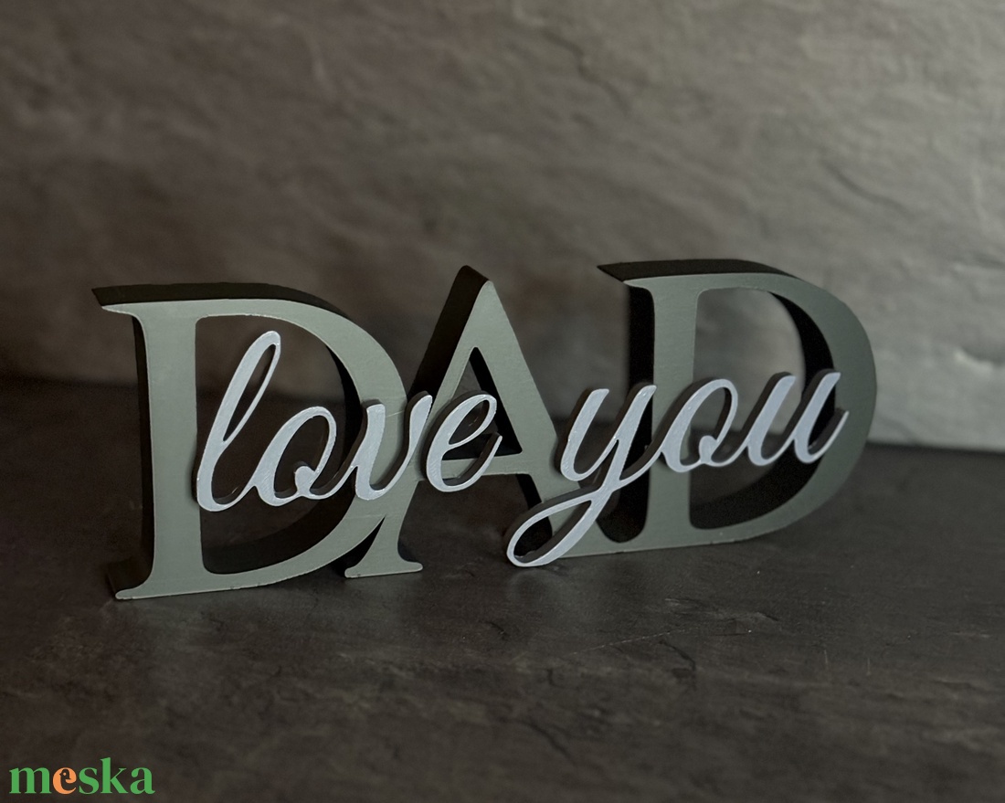 DAD love you � 3D nyomtatott Apák napi asztali dísztárgy - Egyedi ajándék Papának - otthon & életmód - dekoráció - asztal és polc dekoráció - asztaldísz - Meska.hu