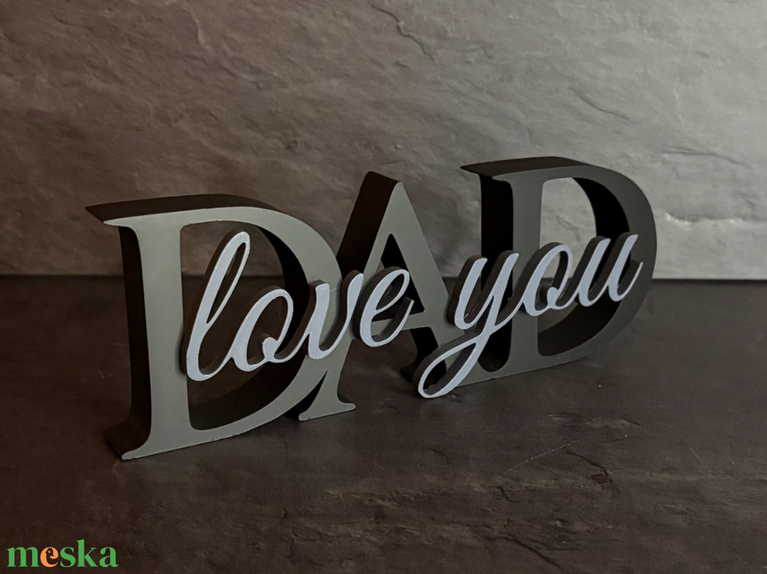 DAD love you � 3D nyomtatott Apák napi asztali dísztárgy - Egyedi ajándék Papának - otthon & életmód - dekoráció - asztal és polc dekoráció - asztaldísz - Meska.hu