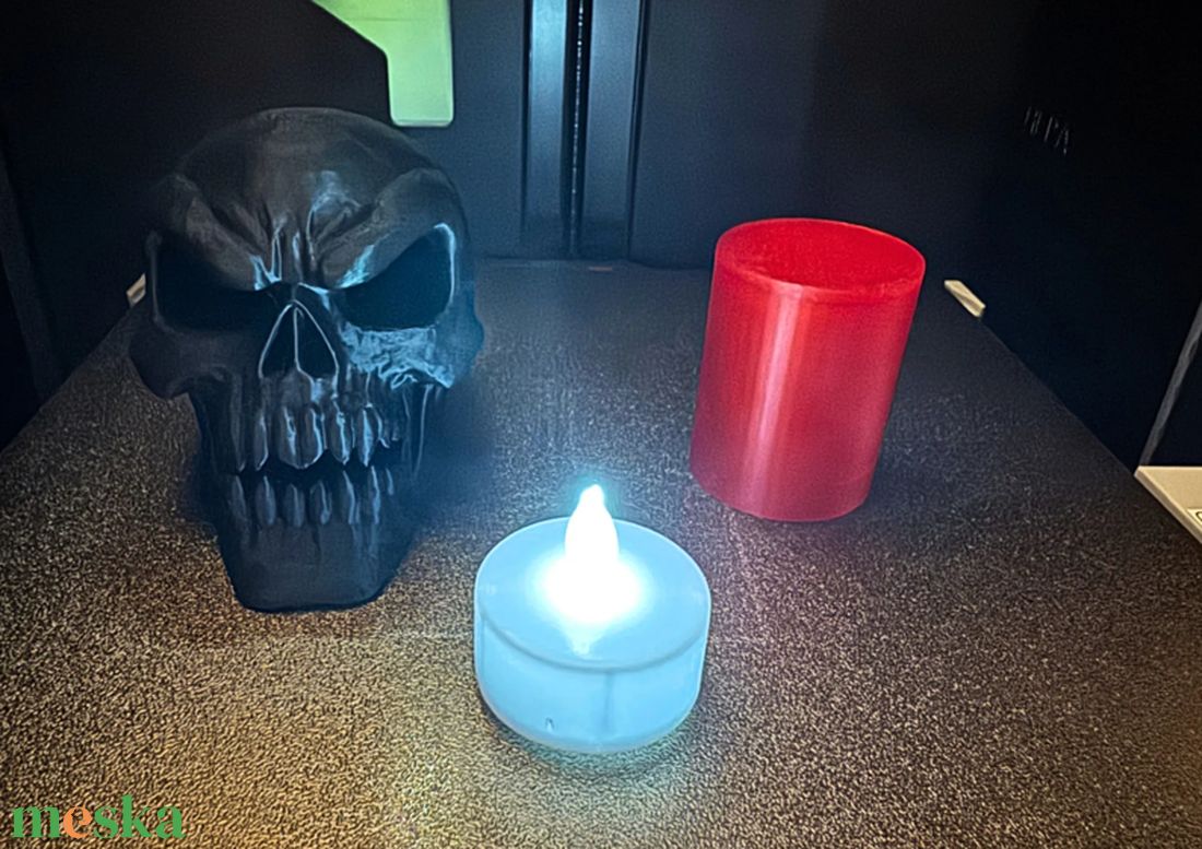 Világító koponya Halloween dekoráció LED mécsessel � 3D nyomtatott dísz - otthon & életmód - dekoráció - halloween - halloweeni dekoráció - Meska.hu