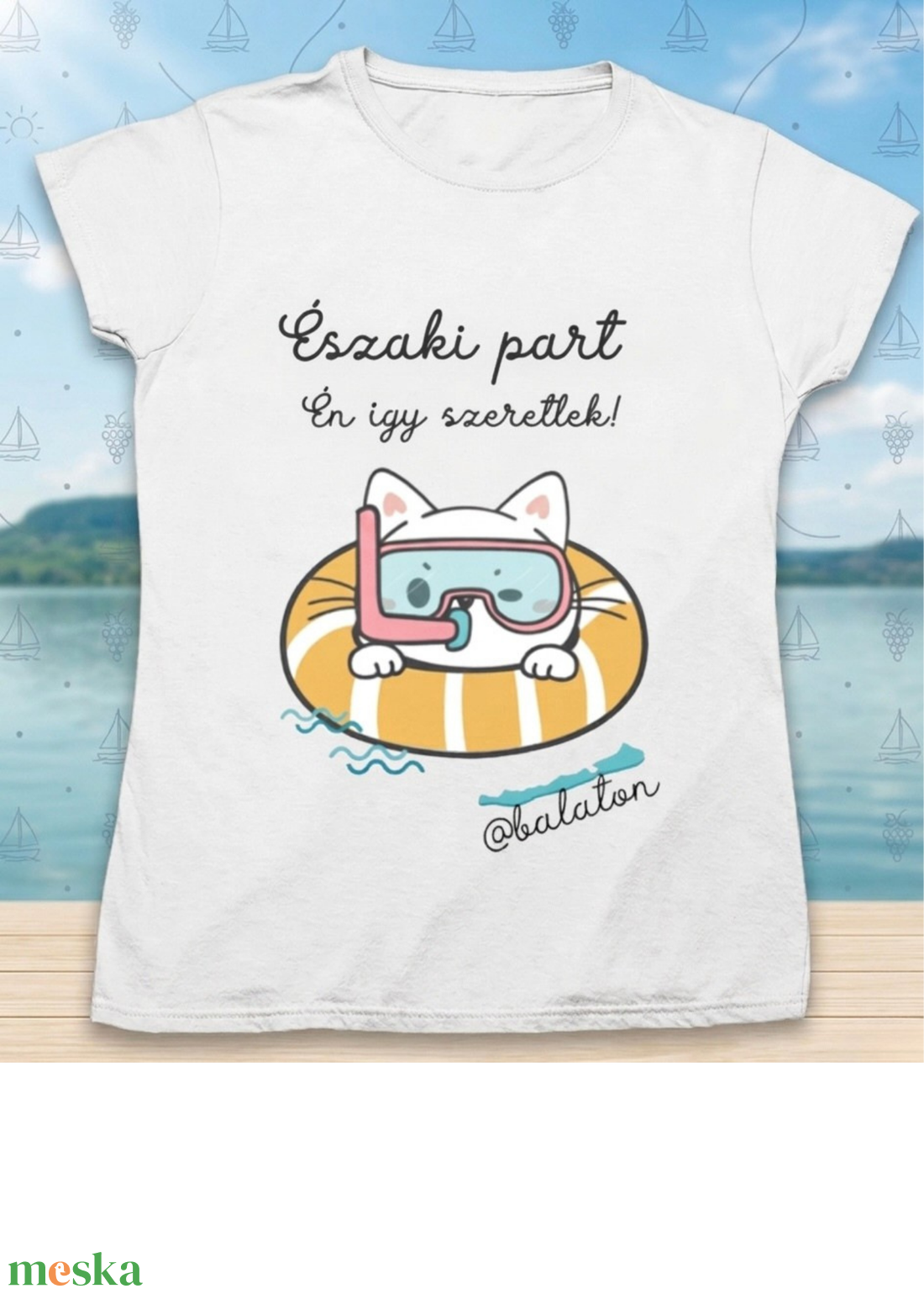 Északi part, Balaton póló női vagy gyermek pamut póló - ruha & divat - női ruha - póló, felső - Meska.hu