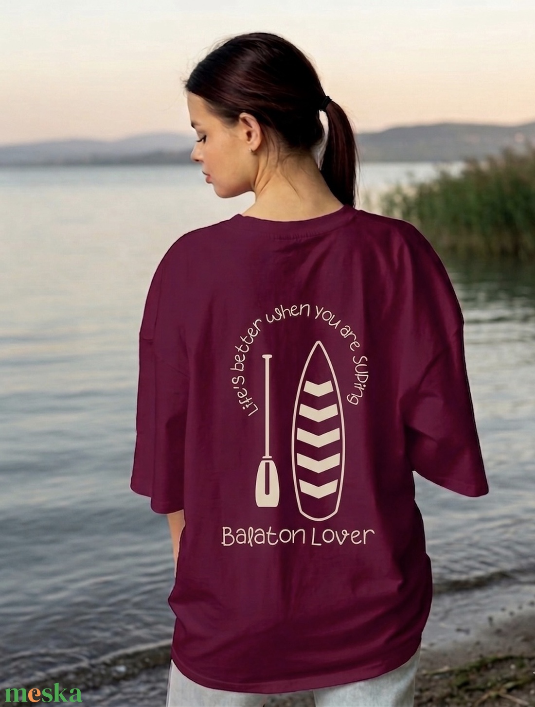 Balaton SUP oversized stílusú női pamut póló, 3 színben - ruha & divat - női ruha - póló, felső - Meska.hu