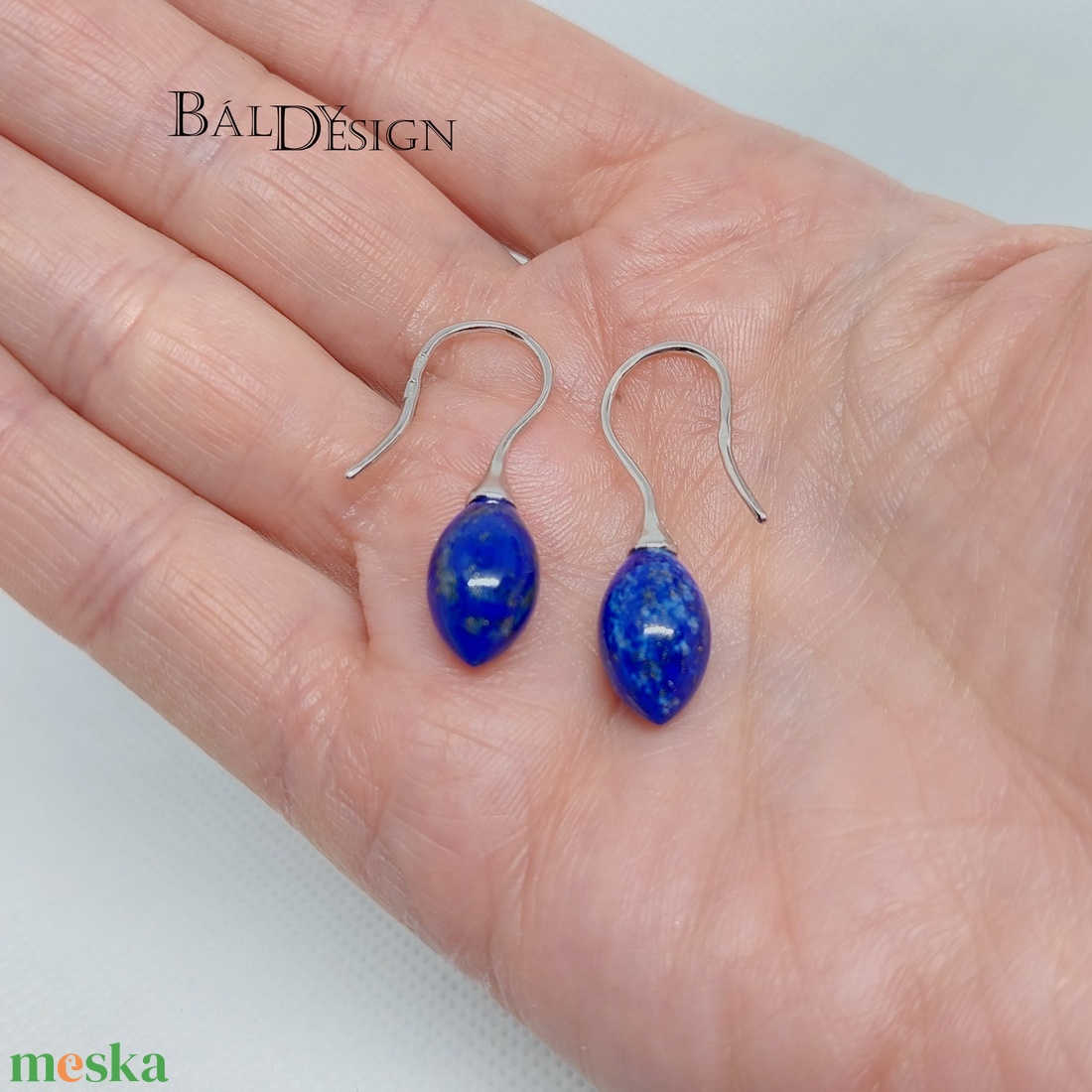 Lápisz lazuri ezüst fülbevaló - ékszer - fülbevaló - lógó fülbevaló - Meska.hu