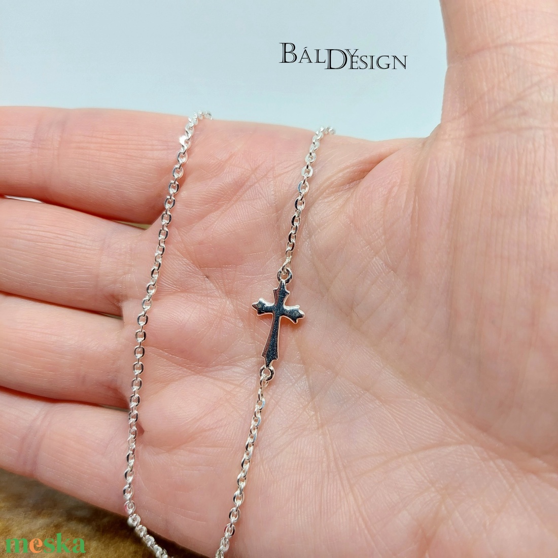 Ezüst nyaklánc kereszttel - ékszer - nyaklánc - medálos nyaklánc - Meska.hu
