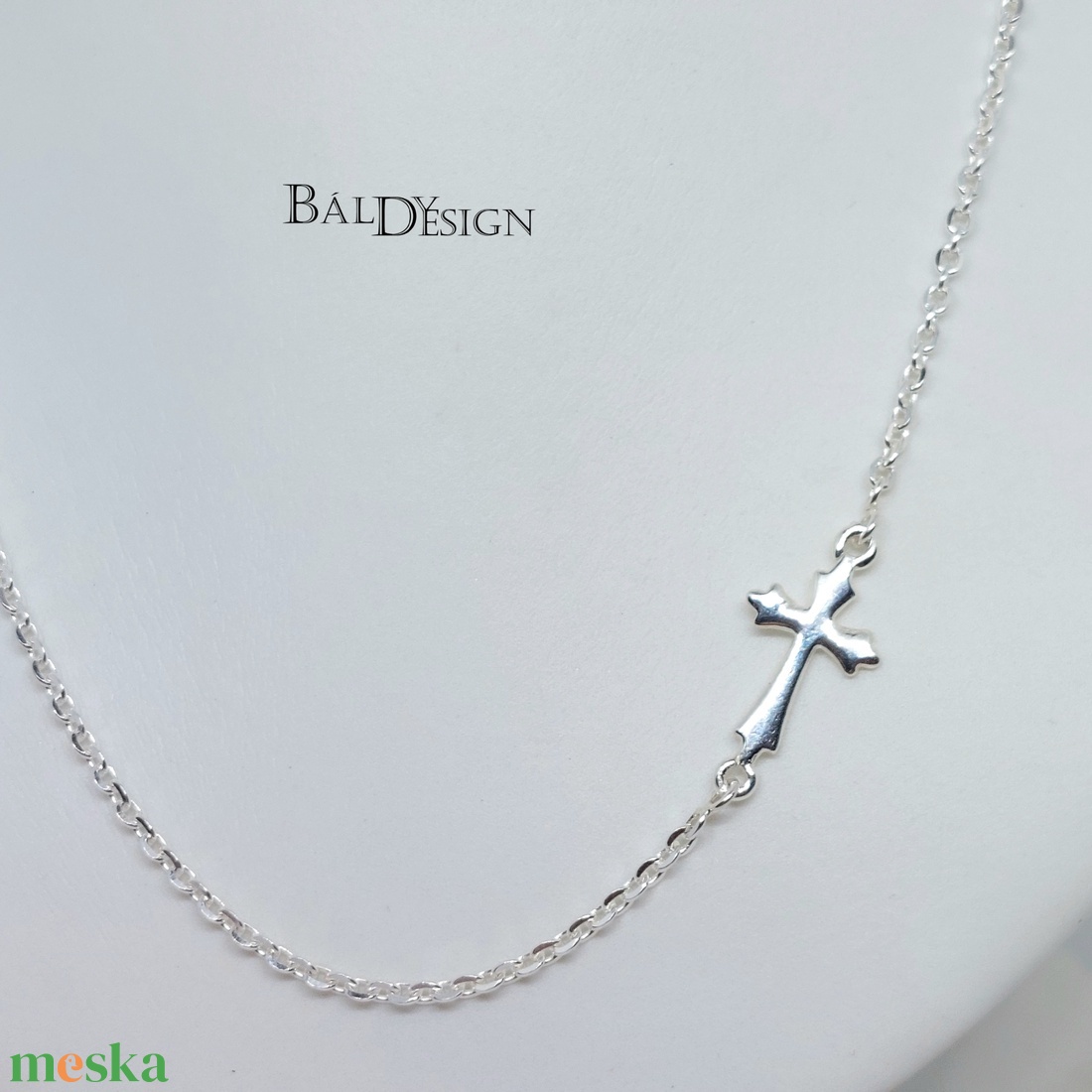 Ezüst nyaklánc kereszttel - ékszer - nyaklánc - medálos nyaklánc - Meska.hu