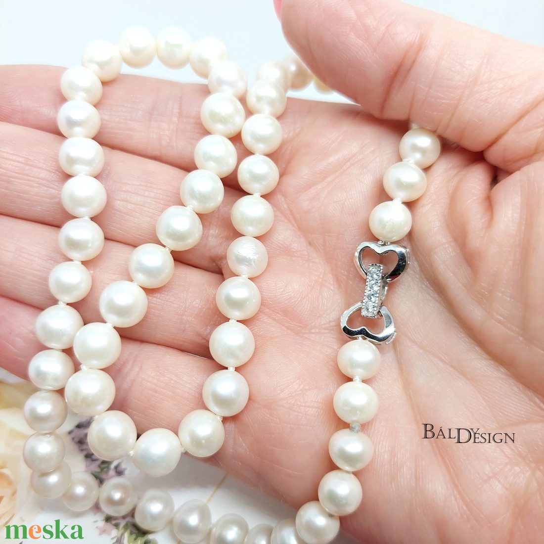 Édesvízi tenyésztett gyöngysor - ékszer - nyaklánc - gyöngyös nyaklánc - Meska.hu